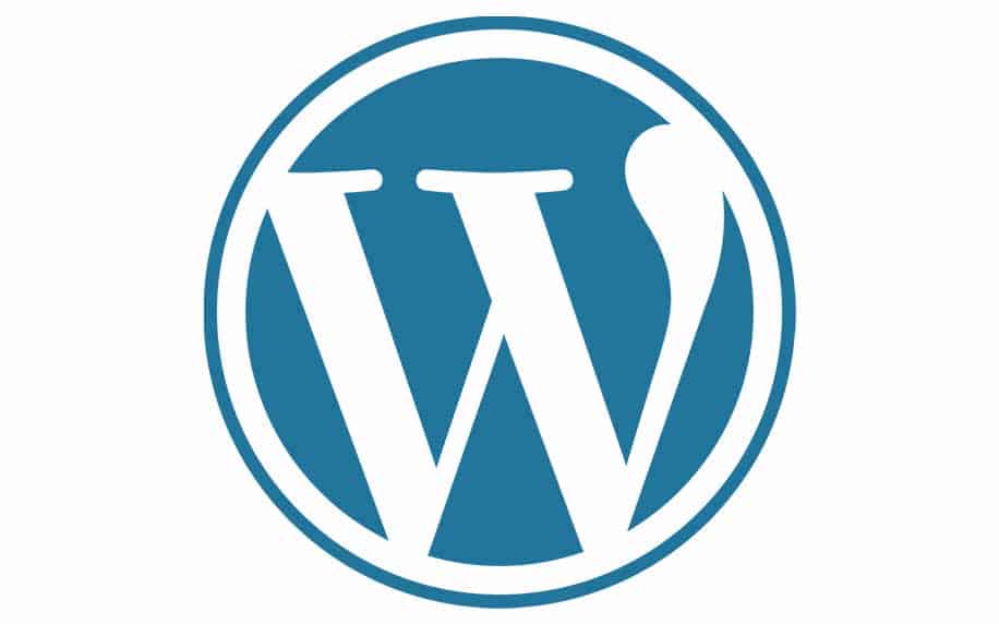 A blue and white circular logo featuring a stylized, uppercase W in the center, representing the WordPress content management system.